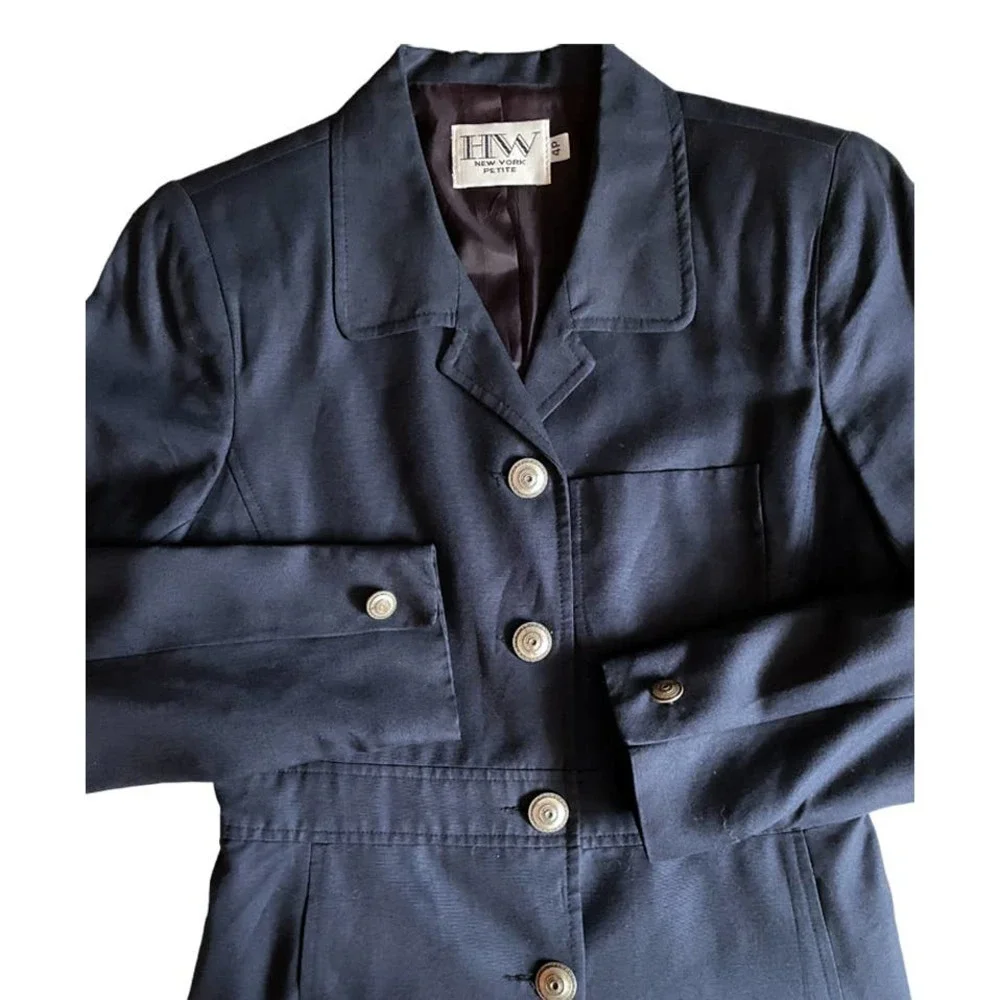 Hw New York Tailored Navy Blazer Size 4 Petite